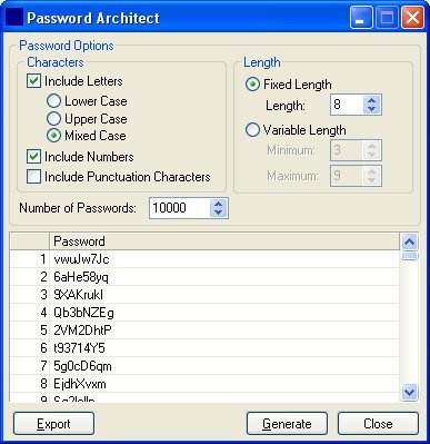 Password Architect Screenshot